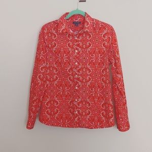 Land's End Pink Pattern Button Up Size 10